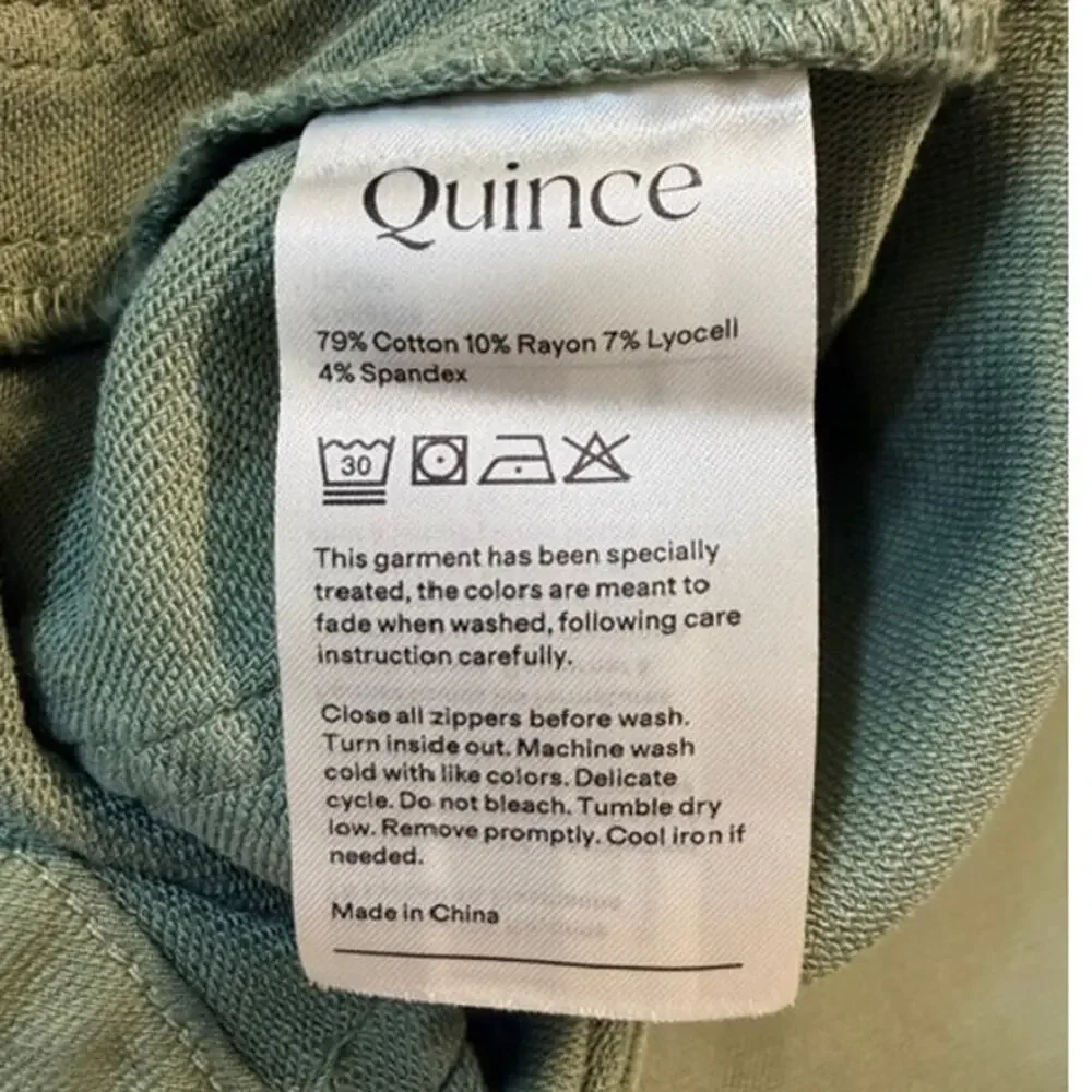 Quince French Terry Wide Leg Pants Size 6 Faded Cargo Green